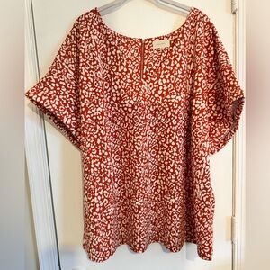 Leopard print blouse with zipper detail